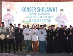 Jelang Pemilu 2024 Polres Gresik Gelar Sholawatan Bersama Tim Hadrah Aulian Musthofa Polda Jatim